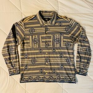 Ralph Lauren Double RRL Western Native Blue & Beige Button Shirt Men Size Large